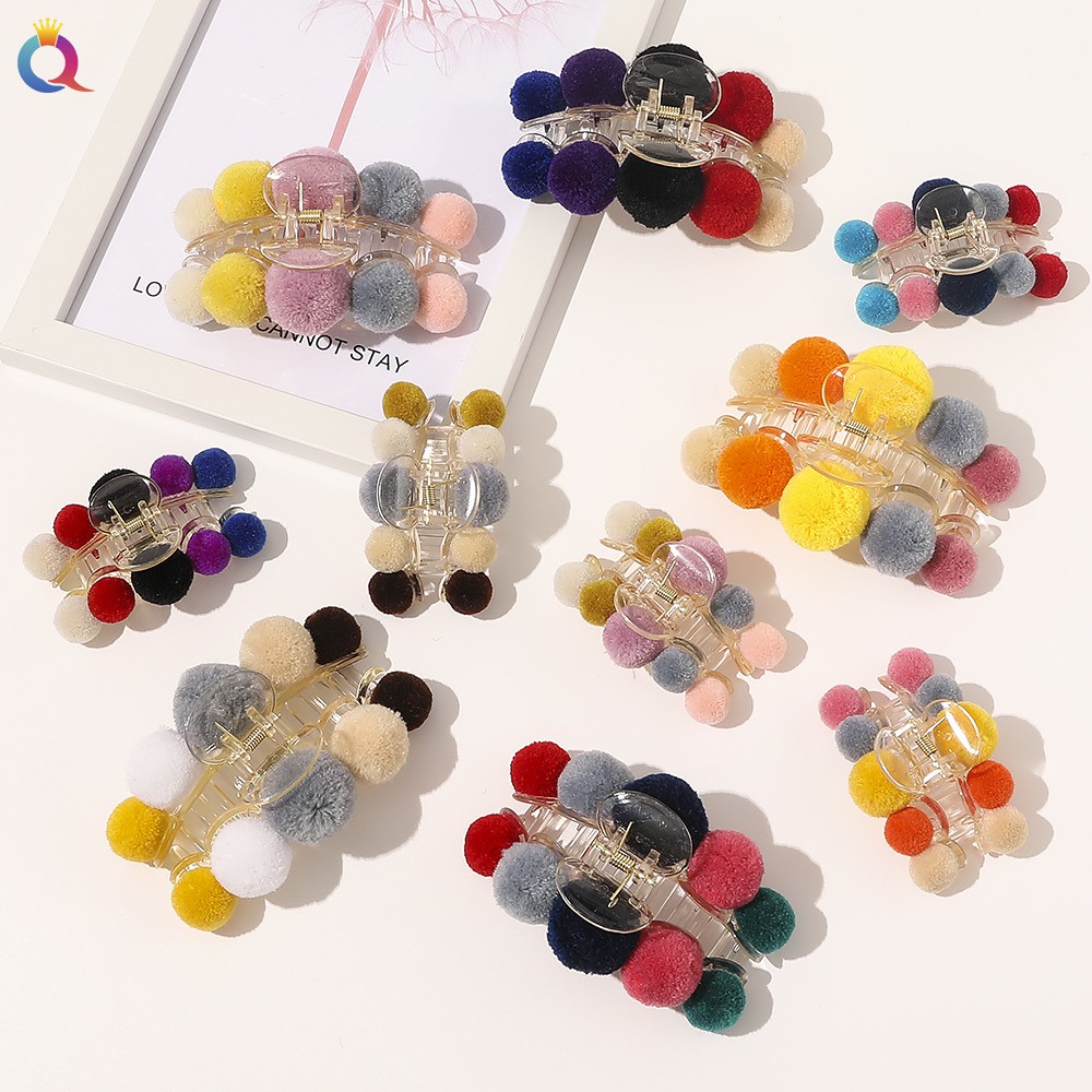 Kẹp tóc đính quả cầu lông xù thời trang dự tiệc