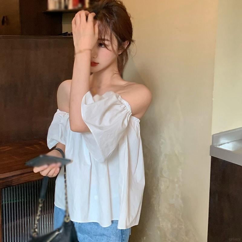 Áo kiểu tay ngắn thiết kế màu trơn theo phong cách hàn quốc | BigBuy360 - bigbuy360.vn