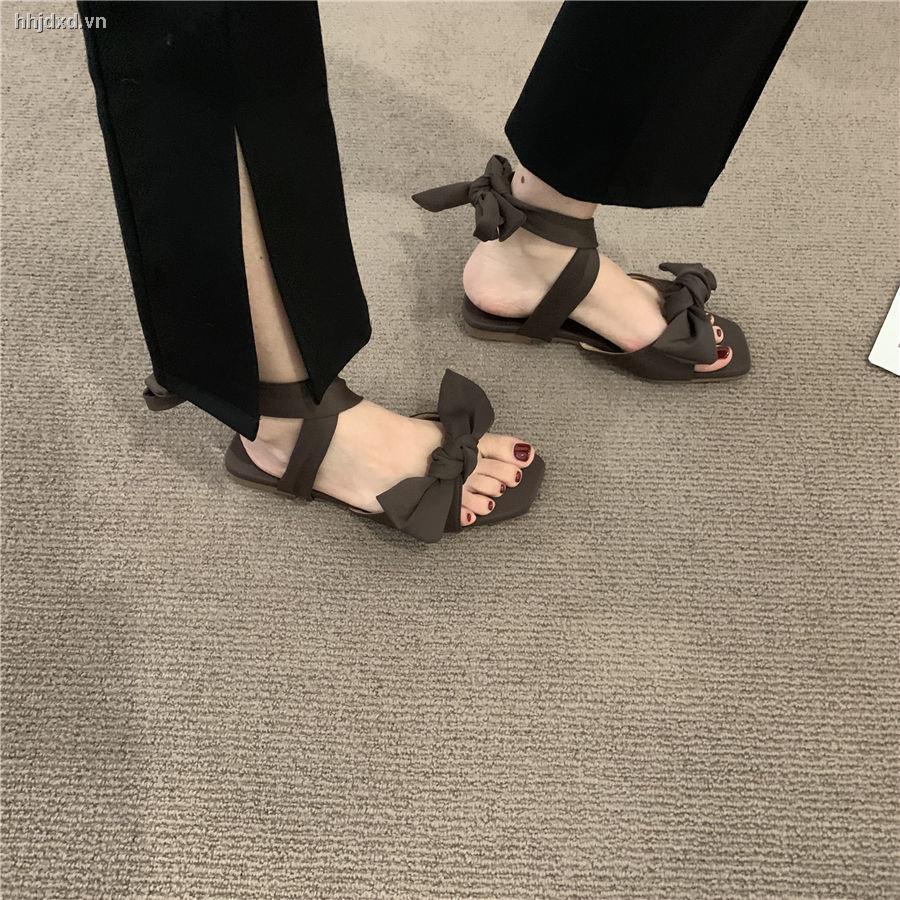 Giày quai hậu đế bằng hở ngón thắt nơ thời trang xuân hè dành cho nữ