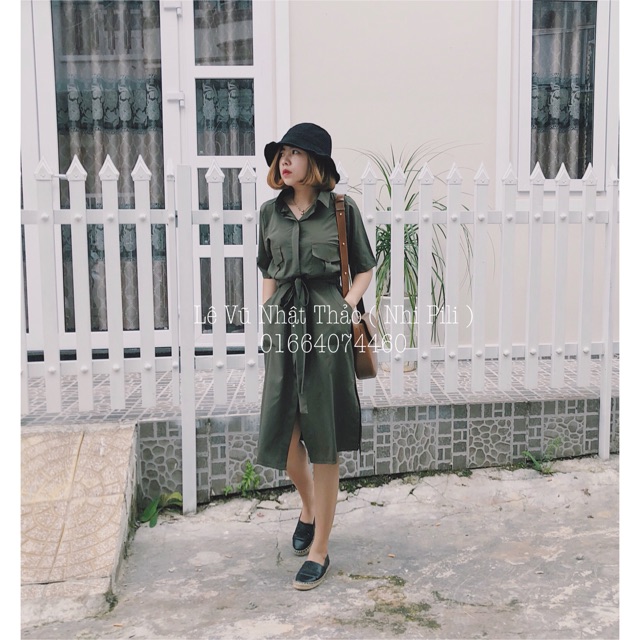 Đầm sơ mi túi hộp