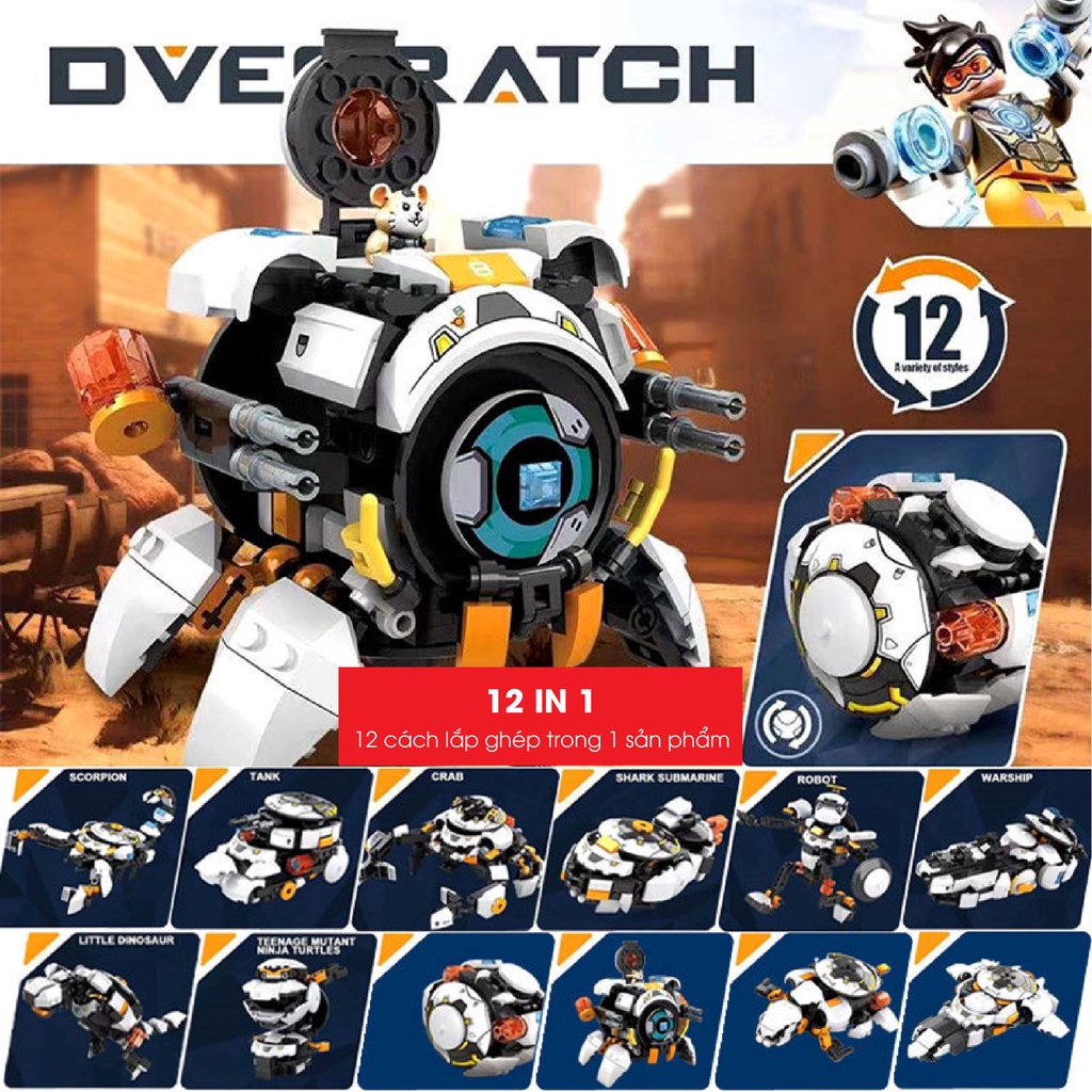 Đồ Chơi Lắp Ráp verwatch Mô Hình Wrecking Ball (Hammond) Chuột Hamster, Người Sắt, Đội Trưởng Mỹ 12in1