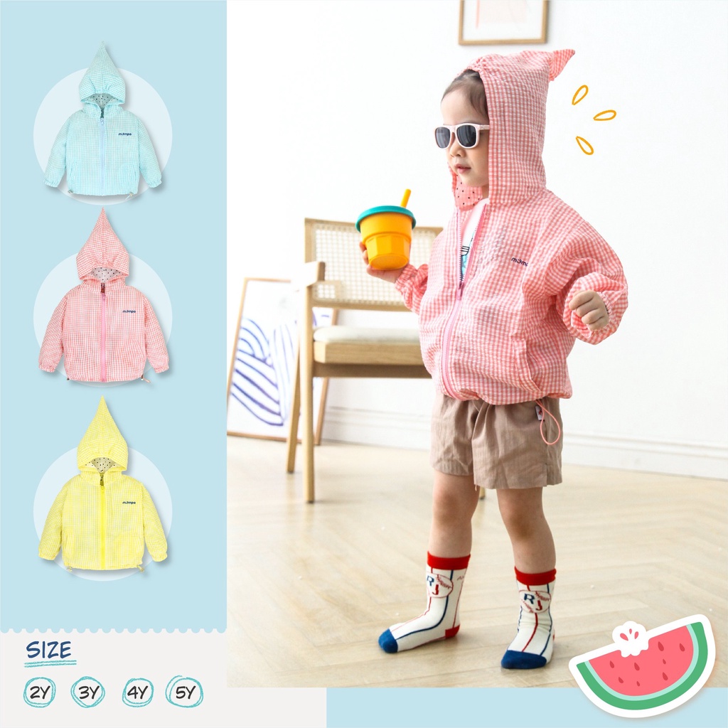 Áo khoác gió cho bé chống nước áo đi nắng Mompa 2-5 tuổi mũ nhọn kéo khóa giữ ấm nhẹ 514