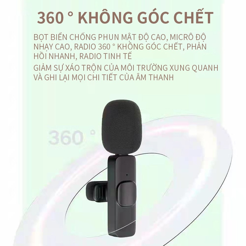 Bộ 2 micro thu âm không dây cài áo Gutek K9 K8 khử tiếng ồn để livestream ghi âm phát trực tiếp quay videoNB-WXMKF