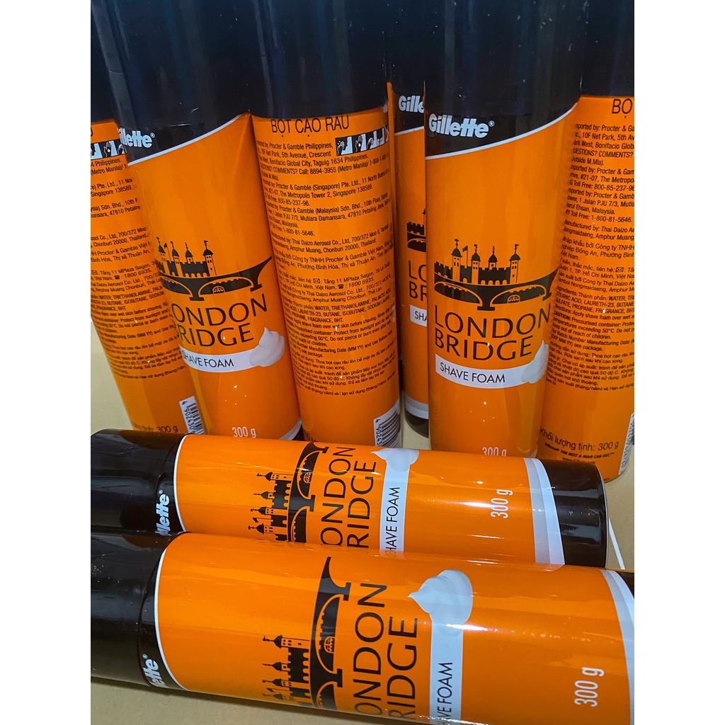Bọt Cạo Râu Gillette London Bridge 300G Nhãn Cam