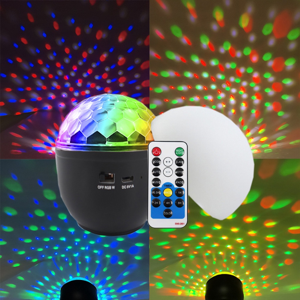 Đèn led Laser hình cầu cảm ứng âm thanh có nắp kết hợp làm đèn ngủ, nháy theo nhạc nhiều màu, chức năng sạc điện nhanh,