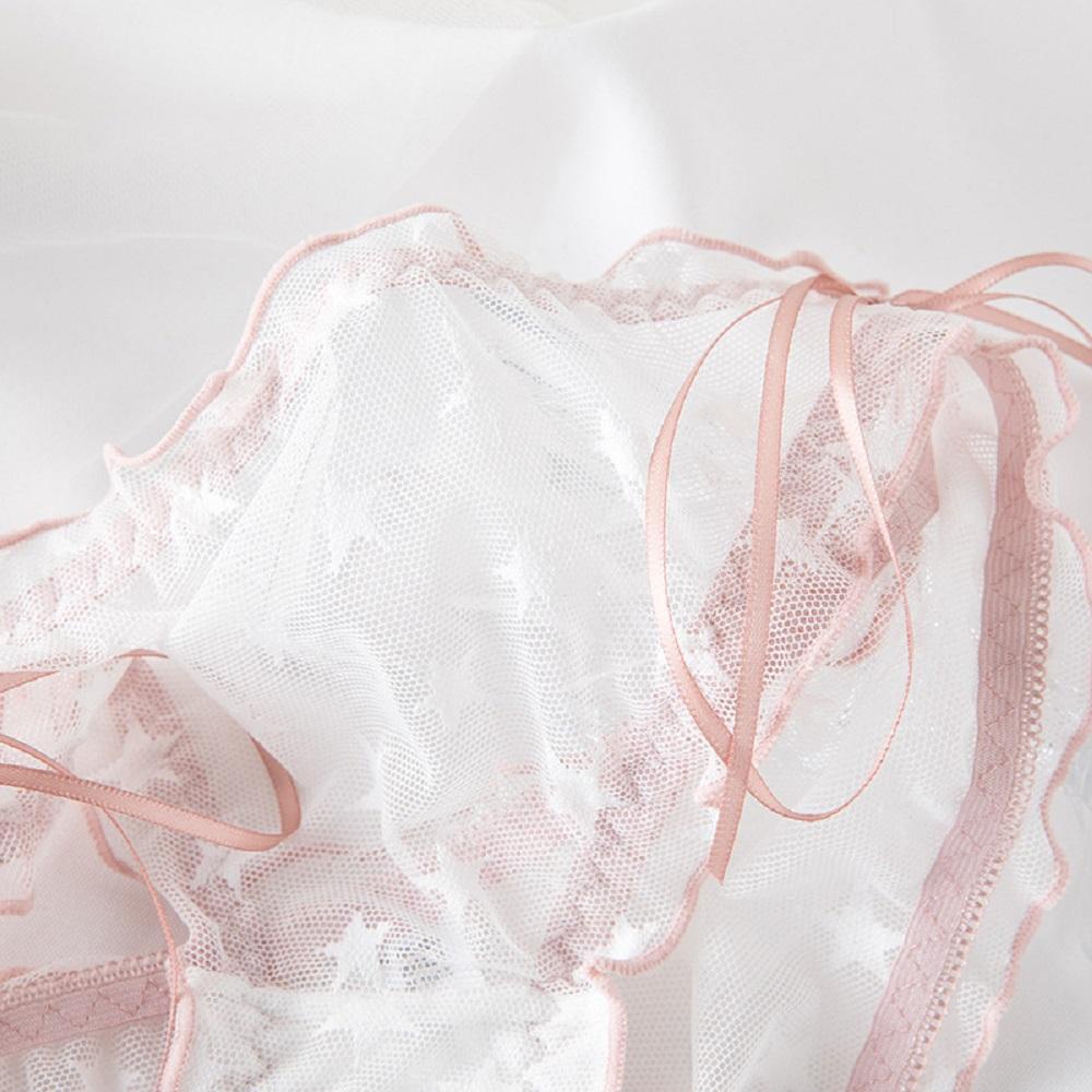 Quần Lót Lưng Thấp Màu Trơn Đính Nơ Trong Suốt Thời Trang Dành Cho Nữ