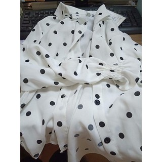 (ORDER) Sơ mi chấm bi cổ nơ nữ tính