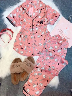 Đồ bộ lụa satin Flamingo