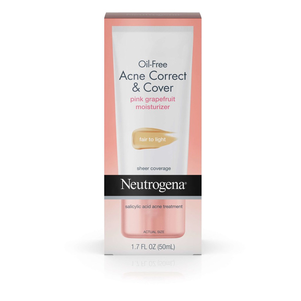 Kem Dưỡng Da Có Màu Neutrogena Oil Free Acne Correct & Cover Pink Grapefruit Moisturizer