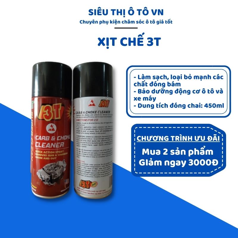 Xịt chế 3T 🔥 Freeship 🔥 Chai Xịt & Xúc Bình Xăng Con,Rửa Họng Ga, Rửa Xy Lanh, Vệ Sinh Kim Phun 3T công nghệ Mỹ - STOTVN