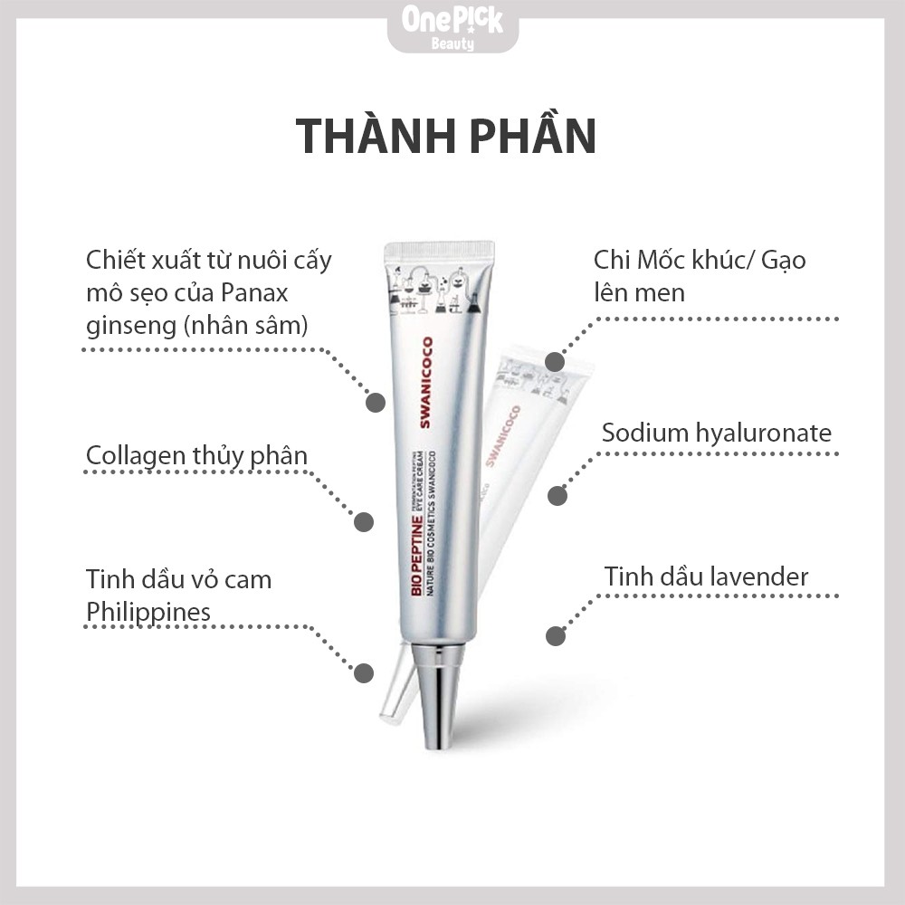 OnePick) Kem mắt giảm quầng thâm,  tan bọng mắt, mờ nếp nhăn,  chăm sóc da đàn hồi đặc biệt Kem mắt [SWANICOCO Peptine Eye Cream 20ml] | BigBuy360 - bigbuy360.vn
