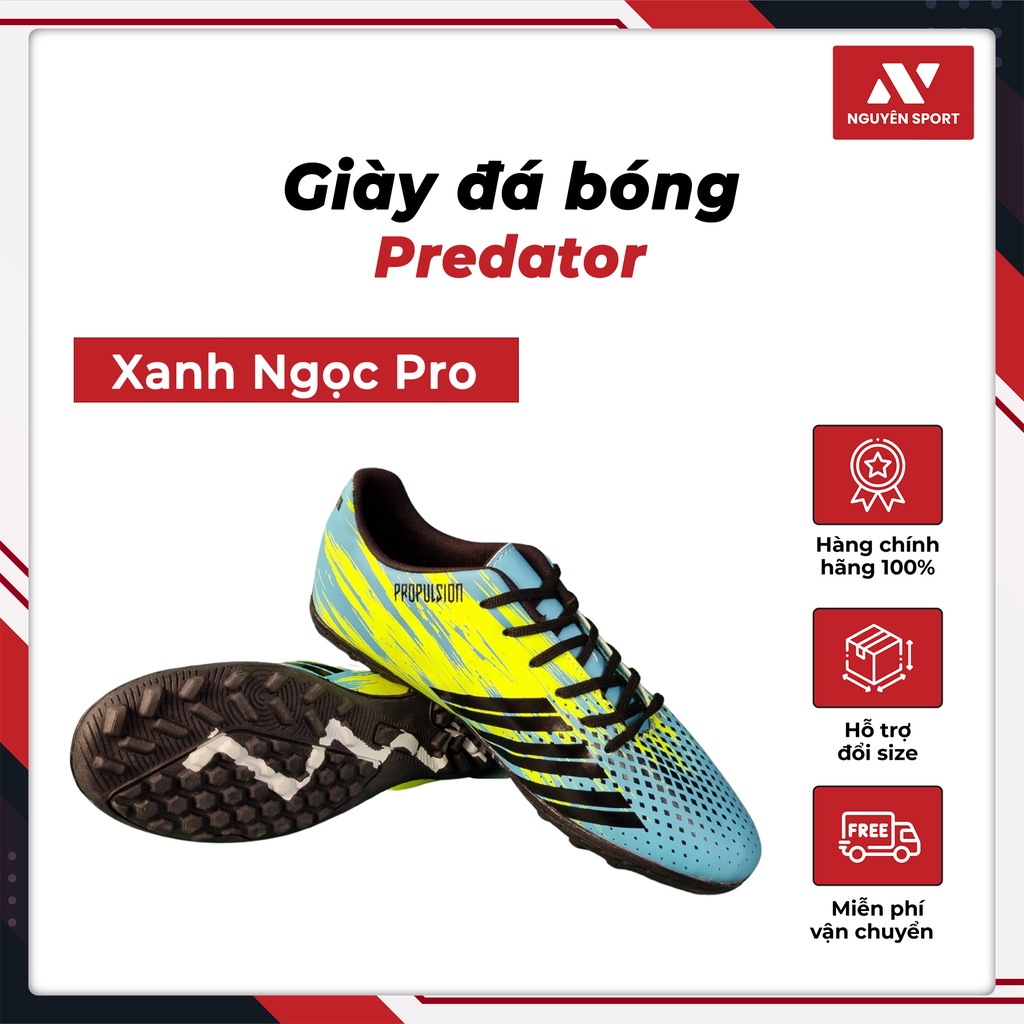 Giày Đá Bóng Adidas Predator Năng Động, Thể Thao Màu Xanh Ngọc Pro - G022 Nguyên Sport