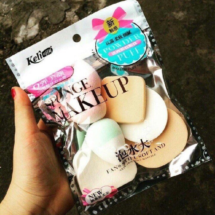 [Mút trang điểm] Bộ Set 6 Bông Mút Trang Điểm cao su tự nhiên Keli Sponge Makeup | BigBuy360 - bigbuy360.vn