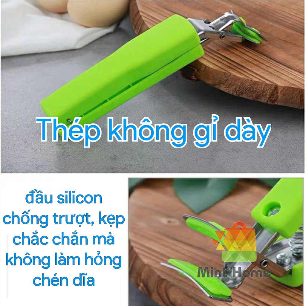 Kẹp gắp đồ nóng bằng inox, có mút silicon chống trượt, kẹp gắp đồ nóng chuyên dụng bằng thép không gỉ, chắc chắn