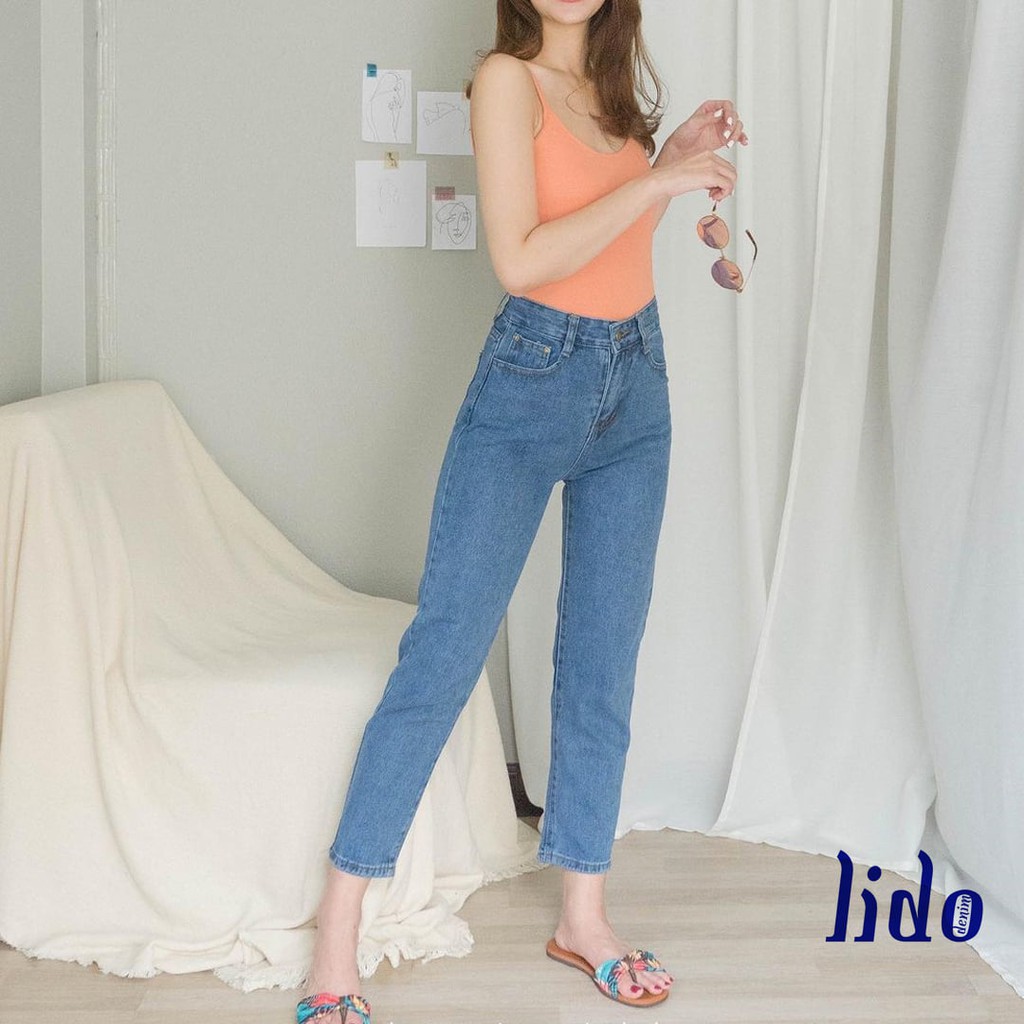 Quần Jeans Nữ Lưng Cao Màu Xanh Đậm LDM-103C