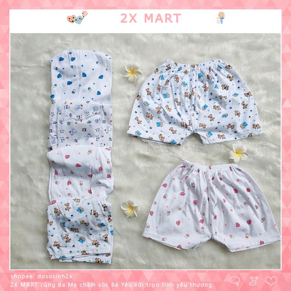 Quần đùi bé trai gái cho trẻ em họa tiết xinh cộc chục cotton lạnh 2 chiều - 2X MART