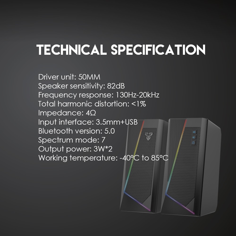 Loa Vi TÍnh Gaming Fantech GS204 RUMBLE LED RGB 7 Chế Độ Hỗ Trợ Kết Nối Bluetooth 5.0 Và AUX 3.5mm - Hàng Chính Hãng