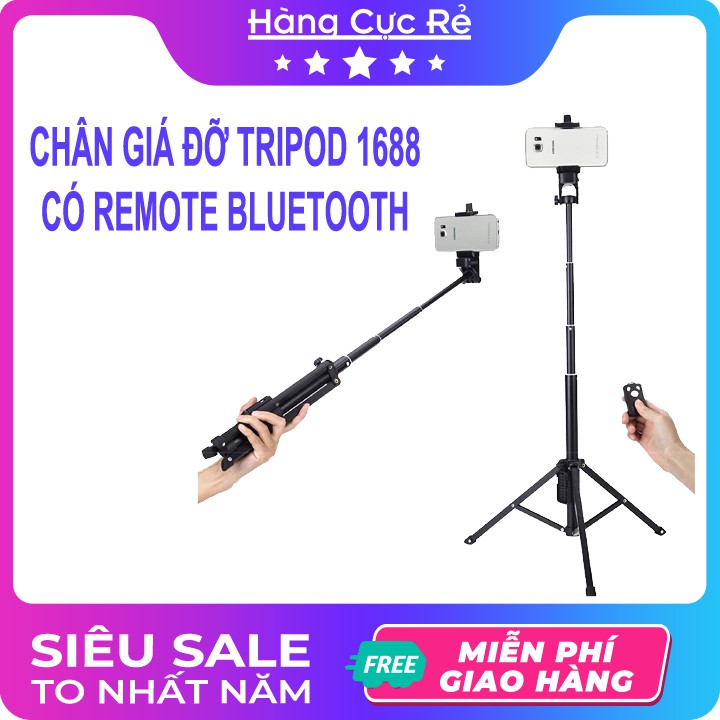 Gậy chụp hình có đế 3 chân dài Yunteng 1688 💥Freeship💥 Gậy tự sướng, livestream có Remote bluetooth-Shop Hàng Cực Rẻ