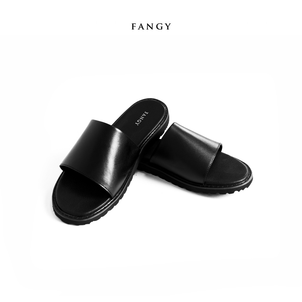 Dép FANGY BASIC SLIDES BLACK LEATHER