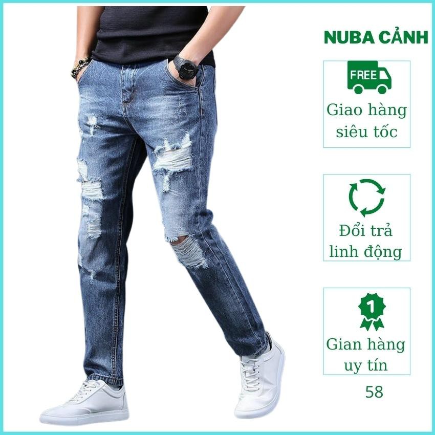 Quần jean nam màu xanh rách xước cao cấp đẹp giá rẻ,quần bò TAKA 102