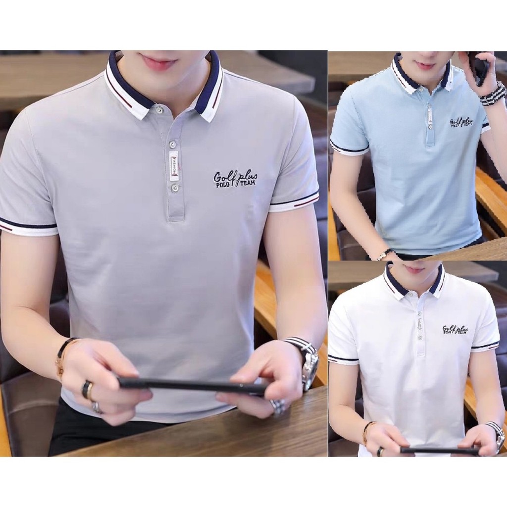 Áo phông nam có cổ tay ngắn vải thun cotton cá sấu co giãn mặc thoải mái thoáng mát - ATC40