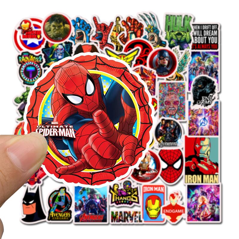 Bộ 50 Miếng Dán Hình Biểu Tượng Siêu Anh Hùng Marvel Trang Trí Đa Năng
