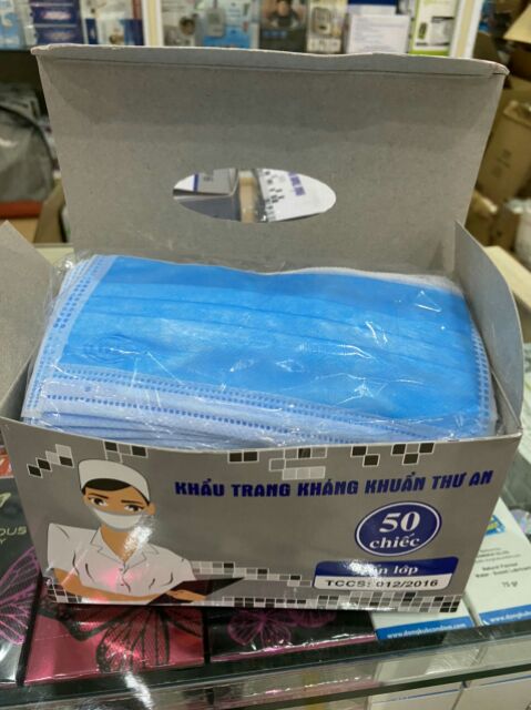 Khẩu trang y tế kháng khuẩn 4 lớp  Thư An (3 màu: xanh - trắng - xám)