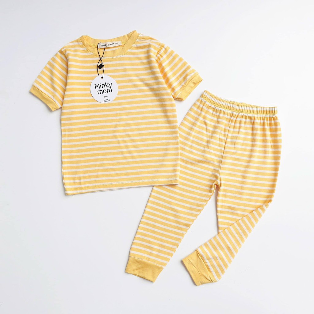 [HCM] Bộ Quần áo thu đông trẻ em tay ngắn quần dài, đồ bộ sọc siêu hot, Cotton thun lạnh Minky Mom, vải Sài Gòn loại 1