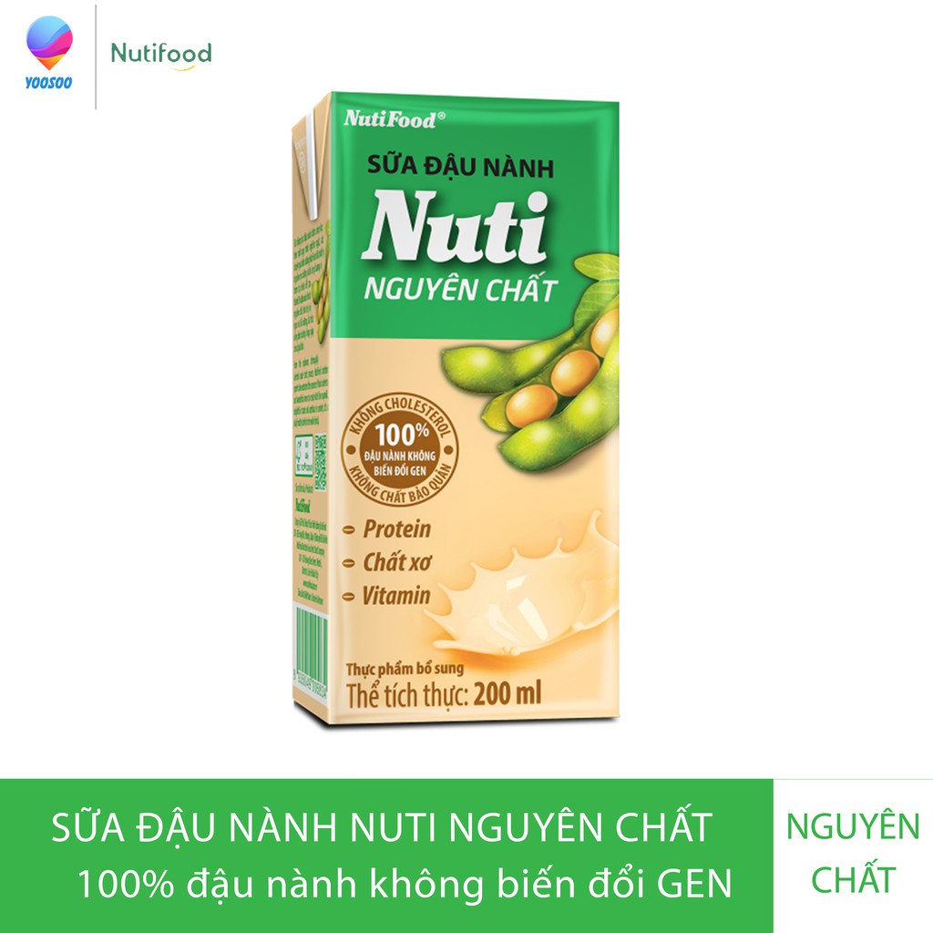 01 Thùng Sữa Đậu Nành Nuti Nguyên Chất/ Canxi 200ml - Hộp hoặc Bịch lựa chọn - Thương Hiệu NUTIFOOD - YOOSOO MALL