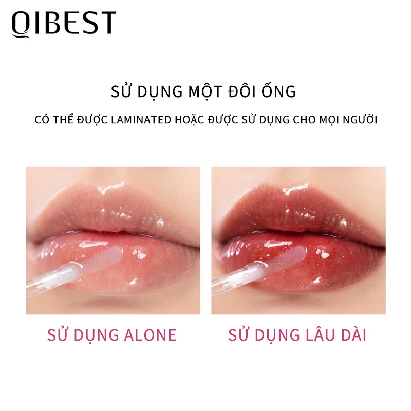 Son Bóng QIBEST QL24 Dưỡng Ẩm Lâu Trôi 6 Màu Tùy Chọn Vỏ Trong Suốt 40g