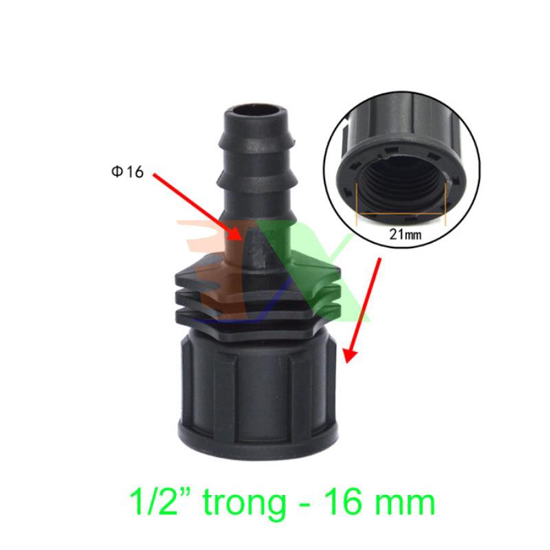 Bộ 2 Khởi thủy TKR-1216T Ren trong 21 ra ống Φ16 mm, Khởi thủy cho dây PVC PE HDPE LDPE