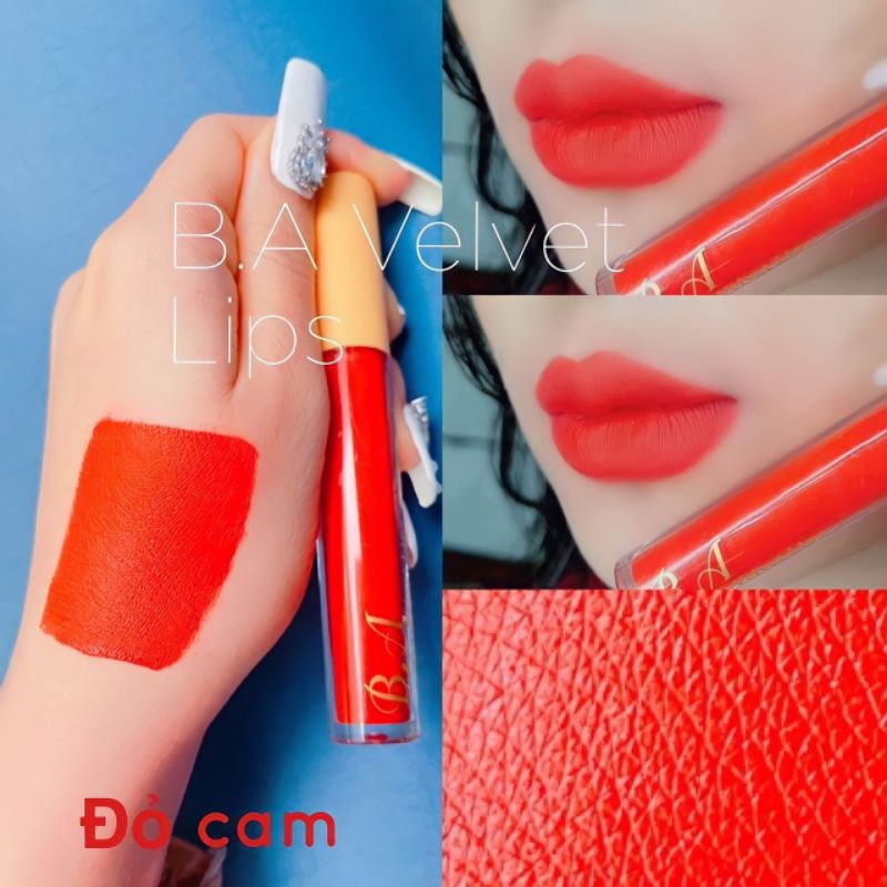 [ Đỏ Cam _B.A ] Son kem lì không chì thiên nhiên màu son quốc dân