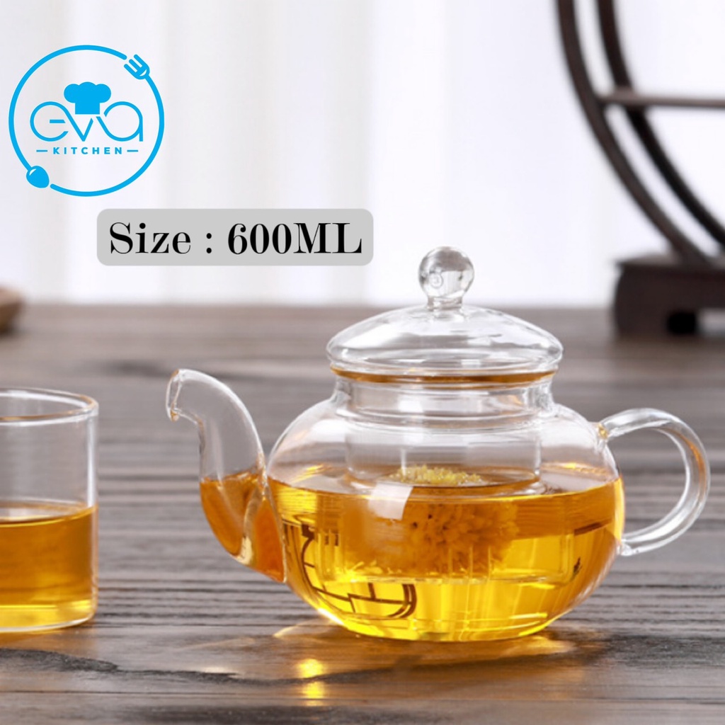 Bình Trà / Ấm Trà Thuỷ Tinh Chịu Nhiệt Kèm Lõi Lọc Trà Thuỷ Tinh 600 Ml Cao Cấp Sang Trong SP918