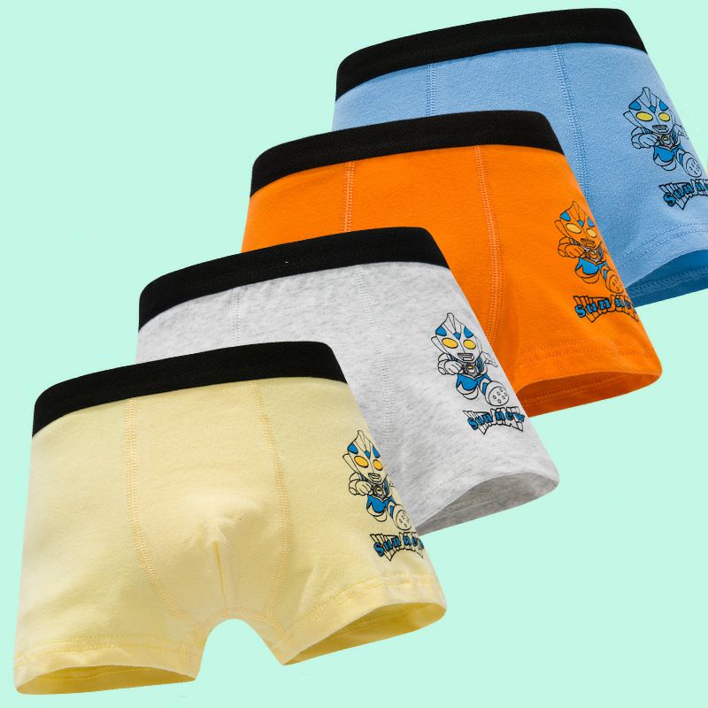 Quần lót bé trai[COMBO 4 QUẦN]chip đùi cotton và thông thoáng siêu mát cho bé trai từ 13 - 42kg