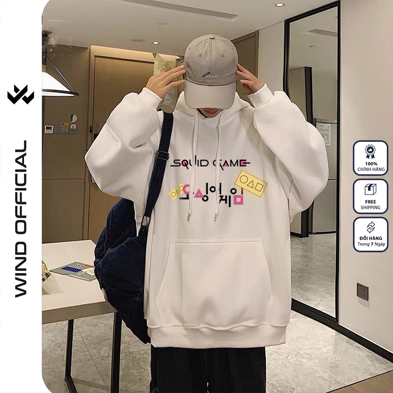 Áo hoodie unisex WIIS form rộng nỉ nam nữ SQUID GAME thời trang thu đông oversize