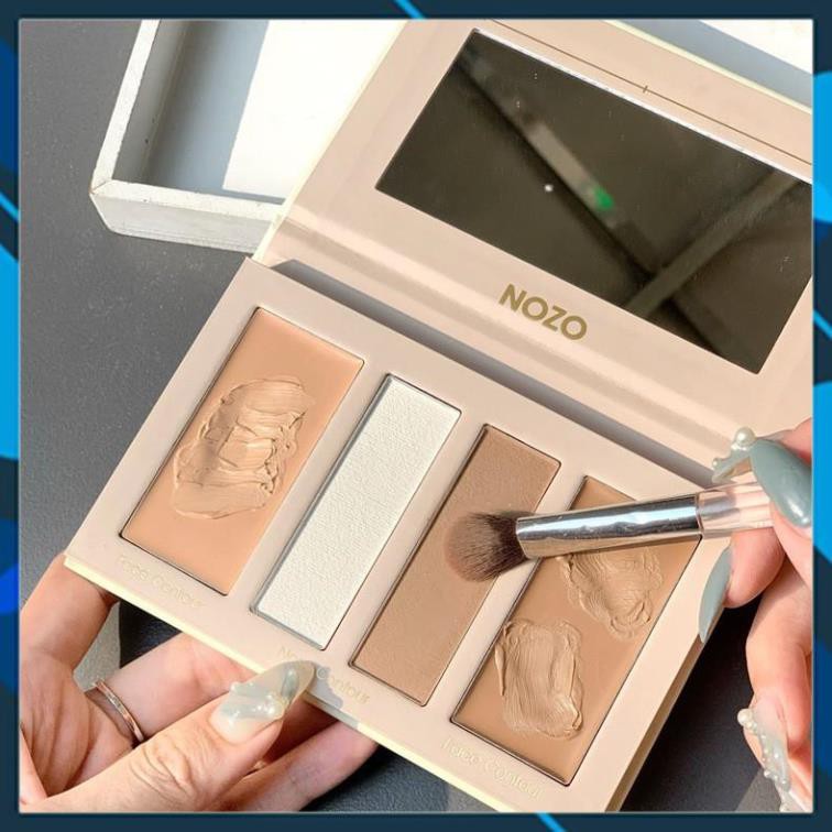 [ Hàng Nhập Khẩu ] Bảng Tạo Khối 4 Ô Kem + Phấn Lì Kết Hợp Nozo Contouring