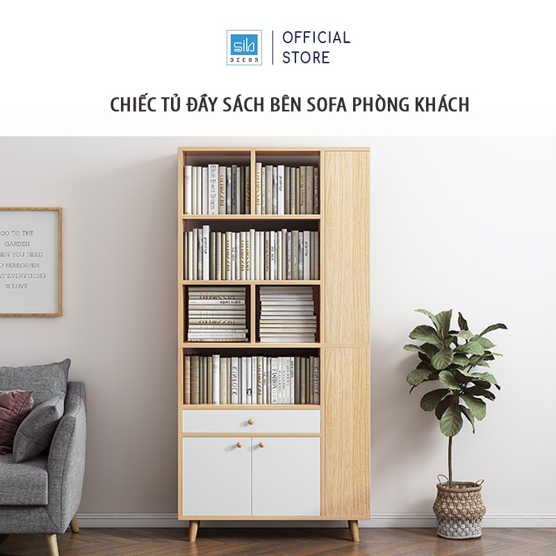 Tủ Sách Gỗ Đơn Giản Thương Hiệu SIB Decor Thích Hợp Để Phòng Khách, Phòng Ngủ, Phòng Làm Việc