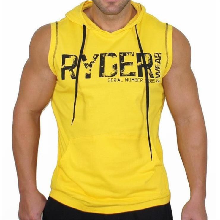 Áo Tank Top Tập Gym Nam Có Mũ Ryder Vải Cotton 100%  ཾ ྇