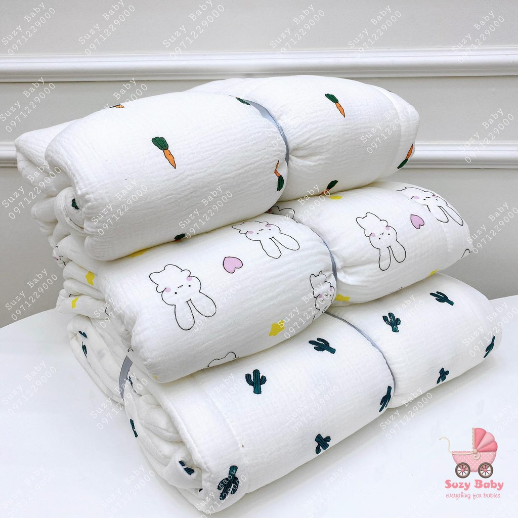 Chăn xô sợi tre trần bông cho bé