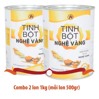 Tinh bột nghệ vàng An Bình (2 lon mỗi lon 500gr) + Tặng kèm muỗng cafe inox
