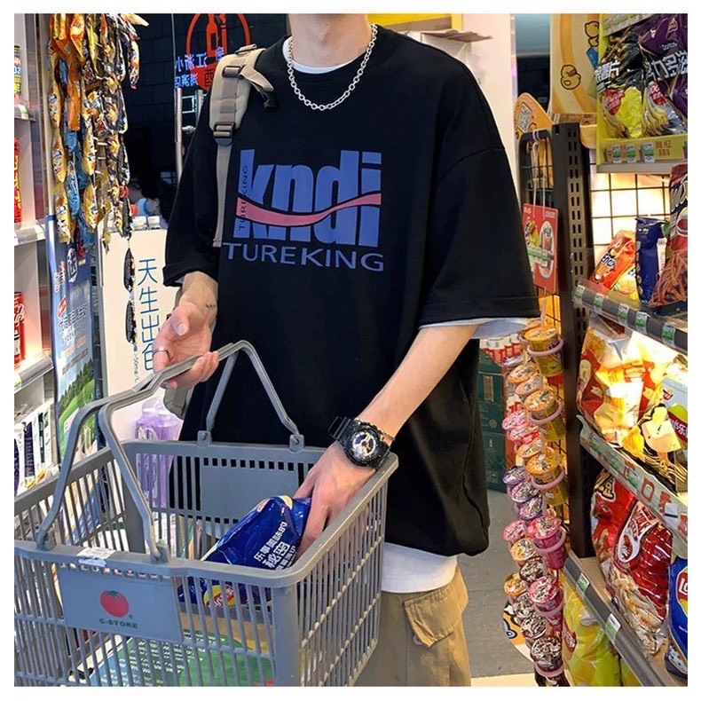 Áo phong tay lỡ in chữ KNID phong cách cách trẻ trung nam nữ mặc cực đẹp | BigBuy360 - bigbuy360.vn