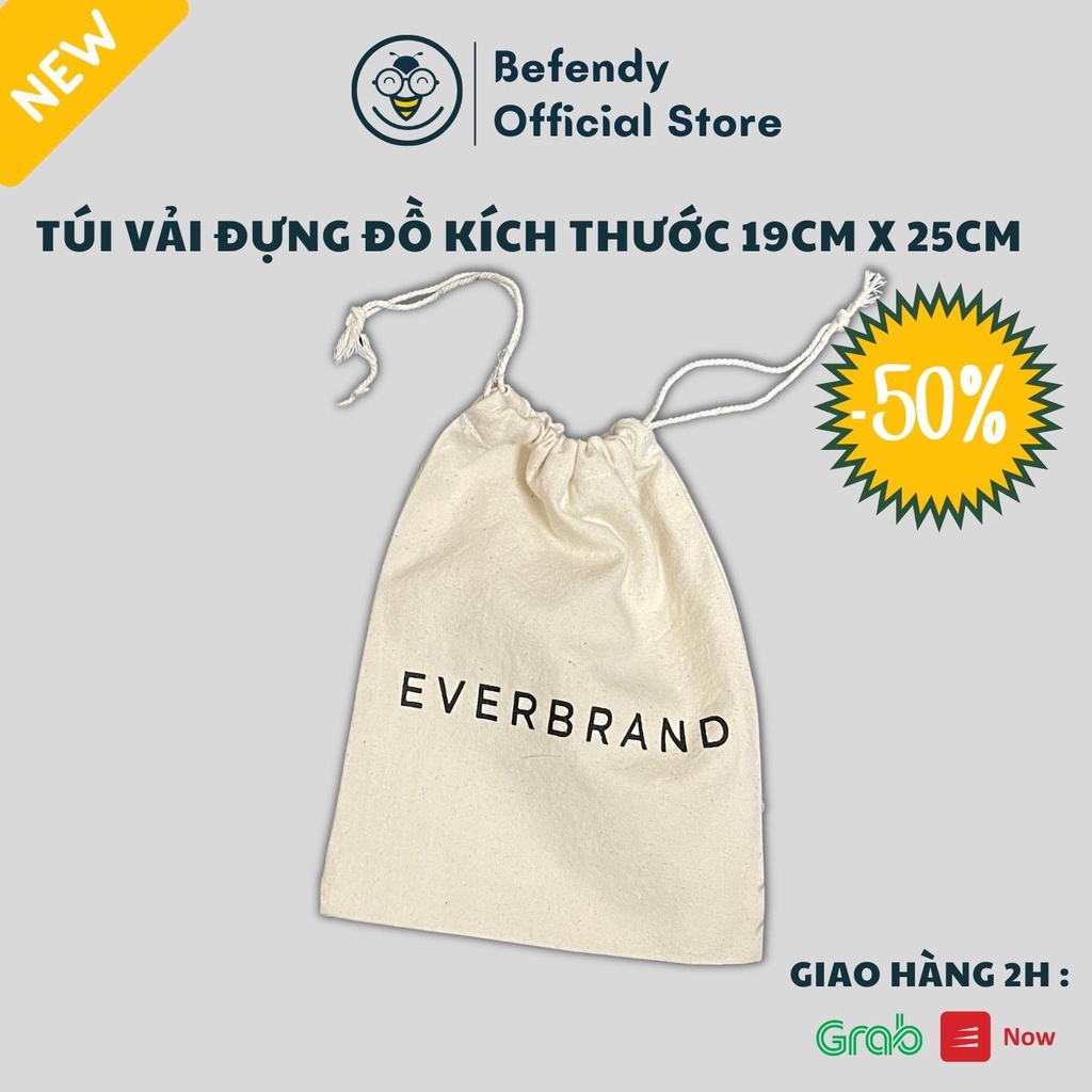 Túi vải dây rút, túi đựng mĩ phẩm, phụ kiện nhỏ xinh ... kích thước 25cmx19cm - Befendy