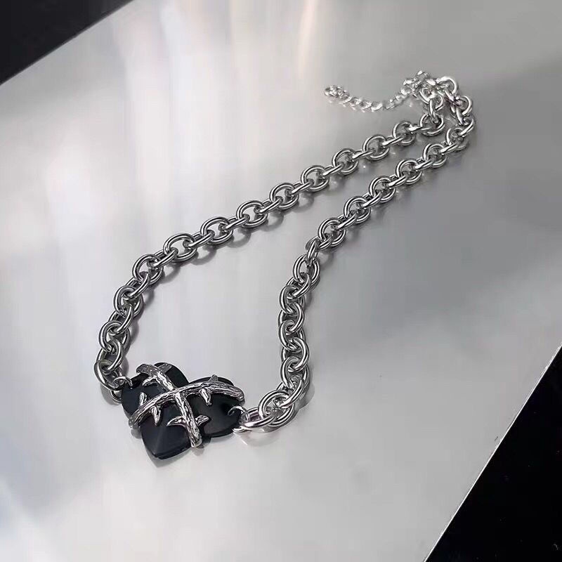 Vòng cổ Hình Xương Quai Xanh Đen Phong Cách hip hop Thời Trang Cho Nữ