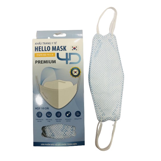 Hộp 10 khẩu trang 4D kháng khuẩn Hello Mask Fashion - Premium