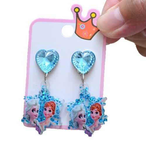 Khuyên Tai Họa Tiết Hoạt Hình Công Chúa Elsa Dễ Thương Cho Bé Gái