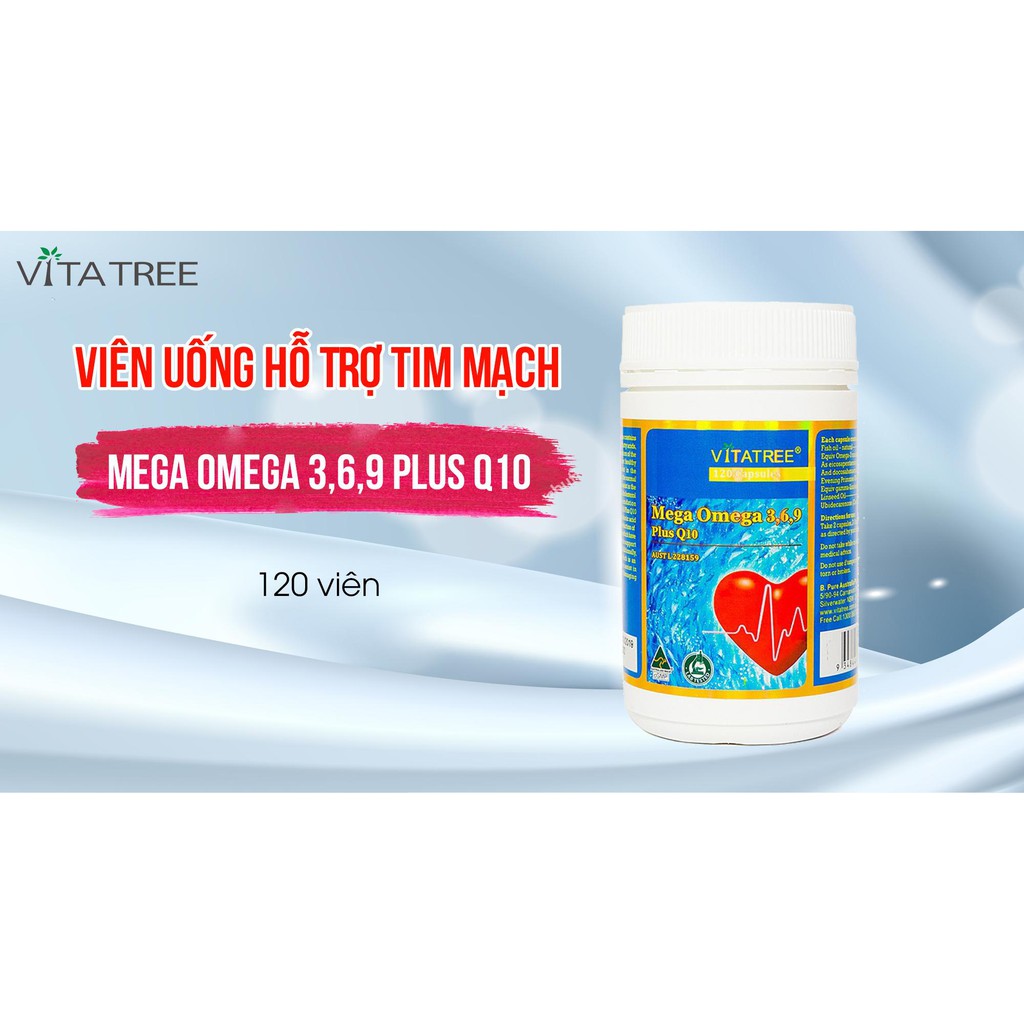 Vitatree Mega Omega 369 Plus Q10 ⚡Freeship⚡ Omega 369 Nhập Khẩu Úc Cung Cấp Acid Béo - Chống Oxy Hóa - Bảo Vệ Tim Mạch