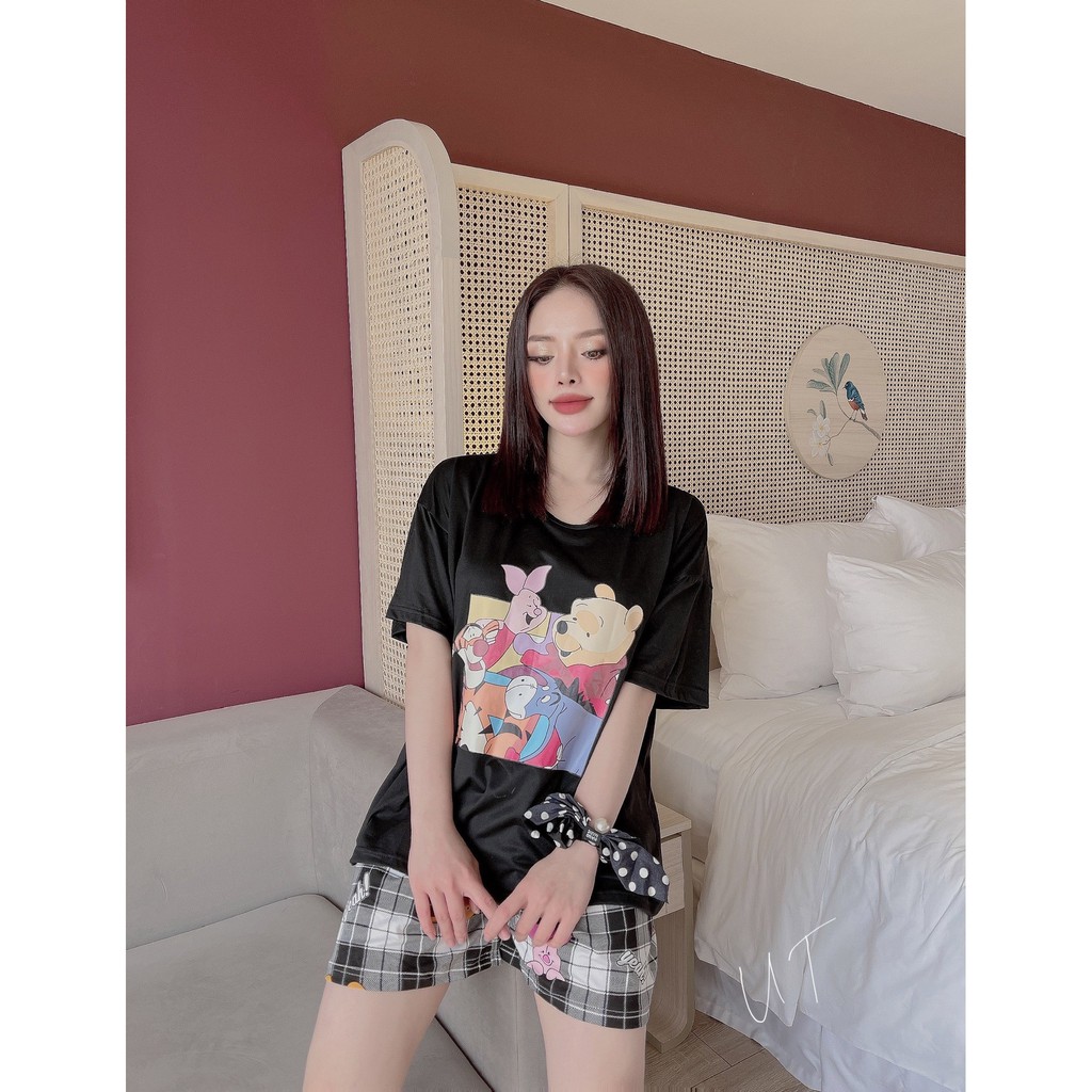 Bộ đồ ngủ thun mặc ở nhà họa tiết dễ thương