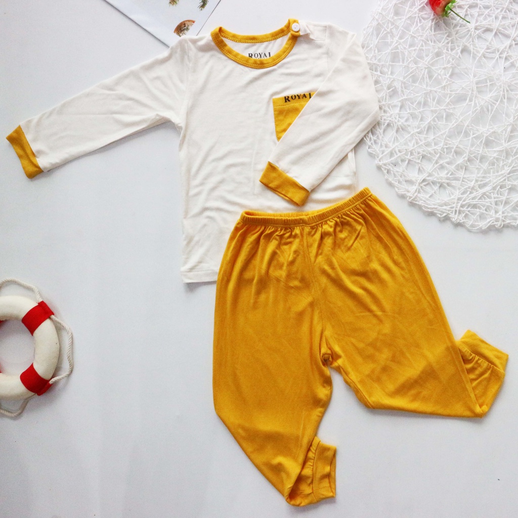 Bộ Dài Tay Cho Bé, Bộ quần áo thu đông dài tay cho bé trai bé gái màu vàng
