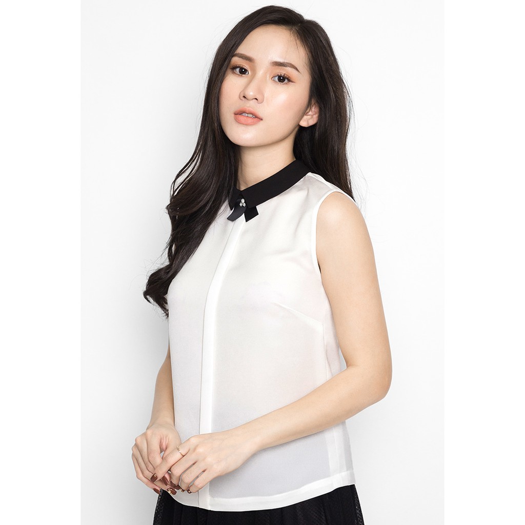De Leah - Áo Nẹp Trước Cổ Nơ - Thời trang thiết kế