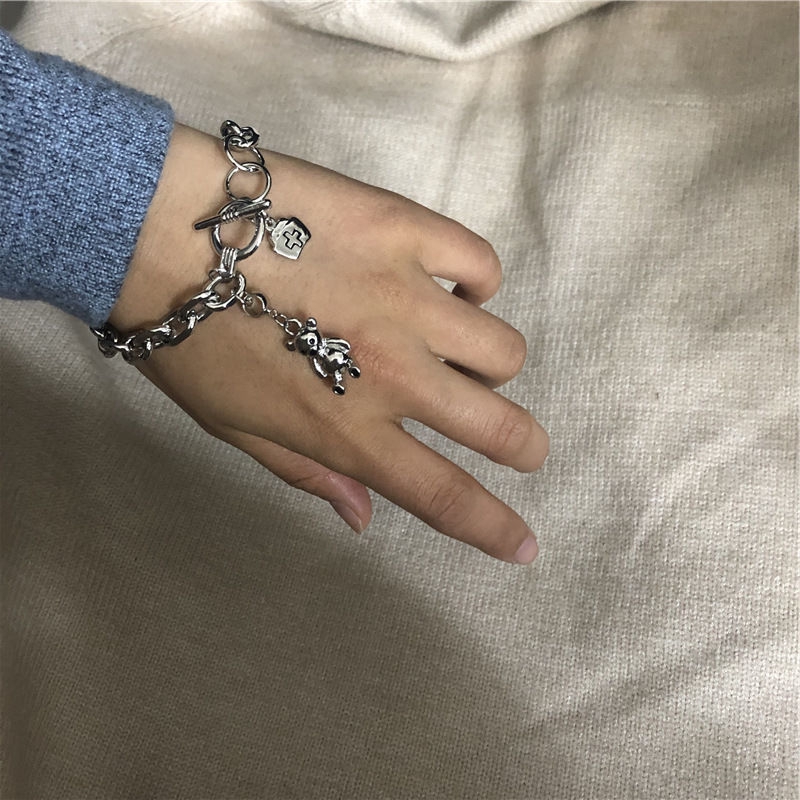 Vòng Tay Gắn Mặt Hình Gấu Cá Tính Phong Cách Hip-Hop